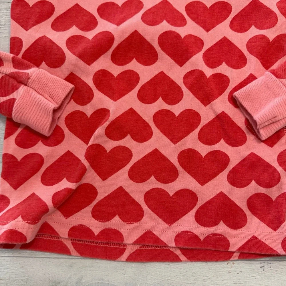 Primary kids‎ pink red hearts pajamas top only size 6/7